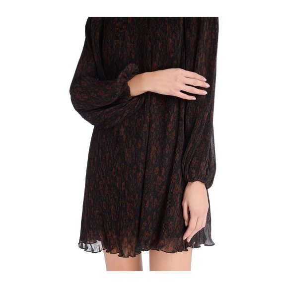 Ganni Brown Pleated Mini Dress - Picture 9 of 11